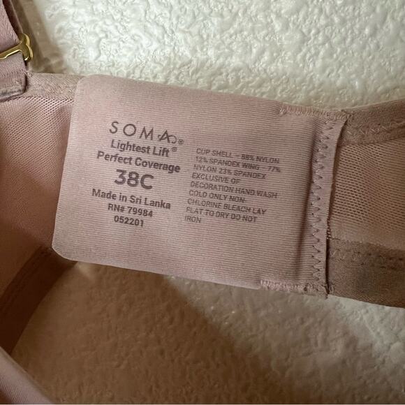 Soma 052201 light brown lace lightest light prefect coverage bra 38C - Picture 6 of 7